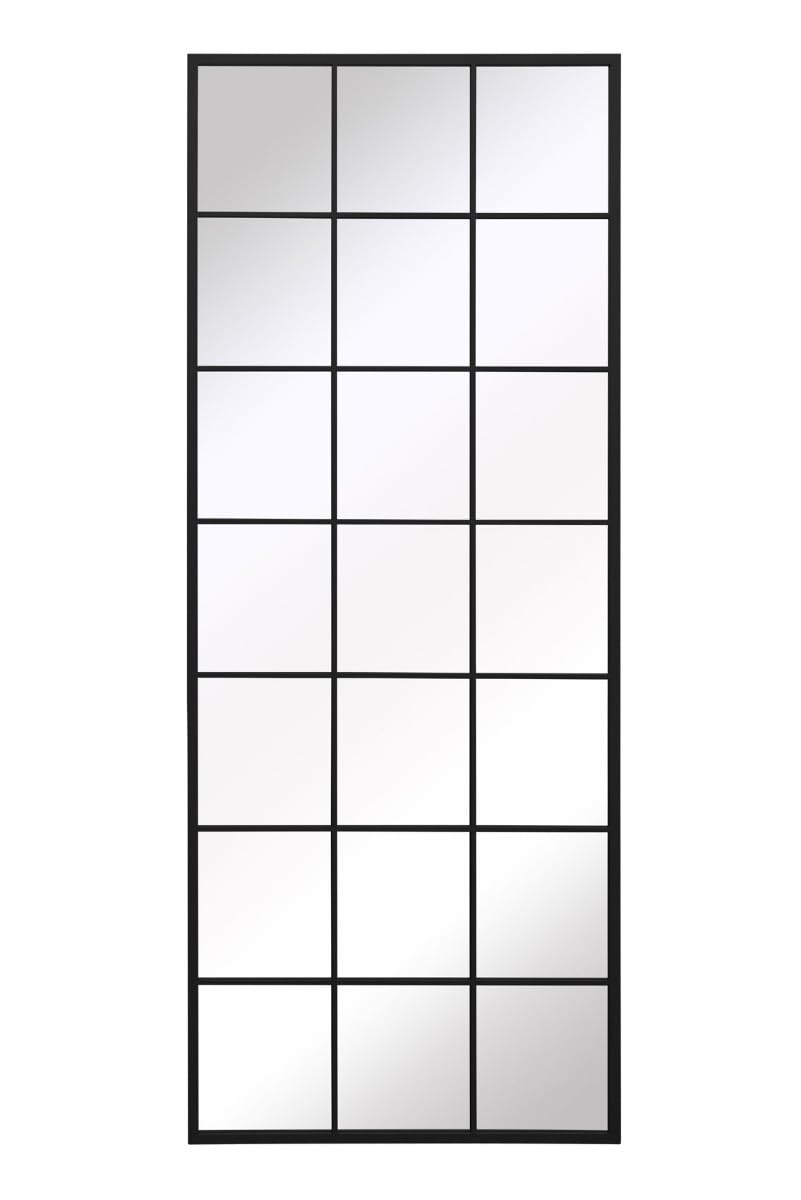 Fenestra Full-Length Mirror – 200×80 cm Black Metal Frame, Modern Arched Window Design for Leaning or Wall Mount