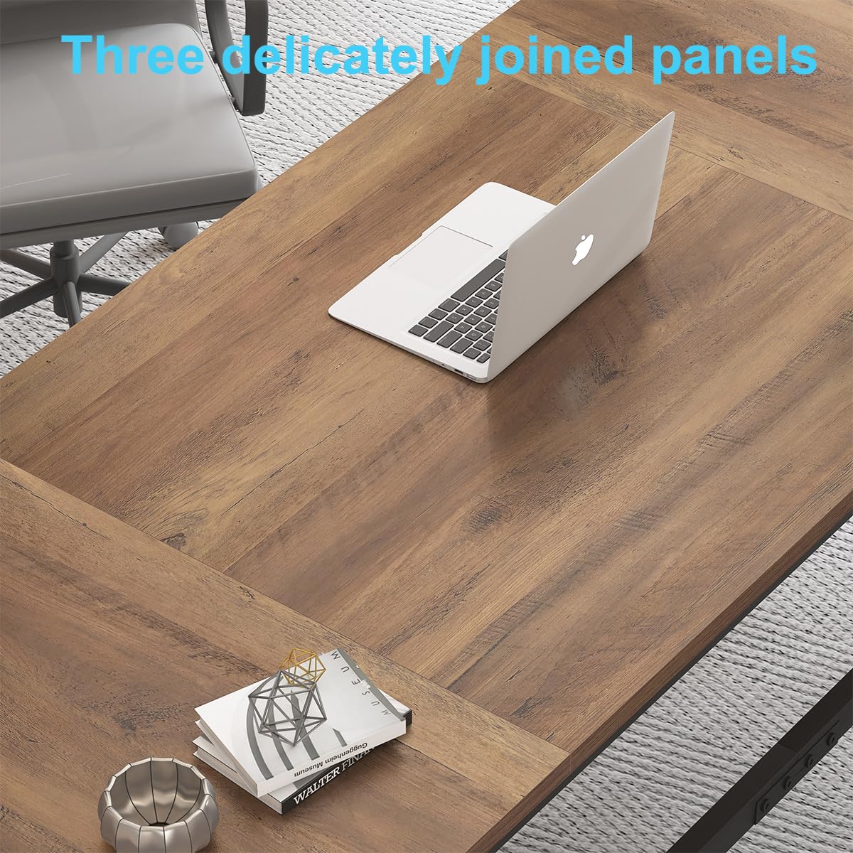 Large 180cm Rustic Office Desk – Double Workstation Table for Two with Metal Frame