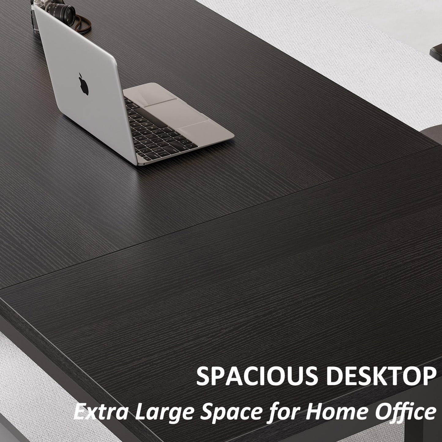 Modern 180cm Black Oak Computer Desk – Double Workstation Home Office Table for Tw
