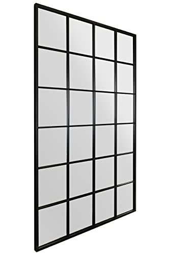 The Fenestra Full-Length Window Mirror – 69" x 43" Black Metal Frame | Modern Leaner & Wall Mirror