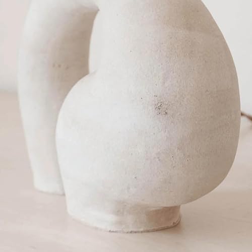 KANBUN Modern Scandinavian Table Lamp – White Resin Base with Fabric Shade, 63cm Height