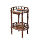 Retro Wood-Style 2-Tier Side Table with Storage Shelf – Round Accent Table for Living Room or Bedroom