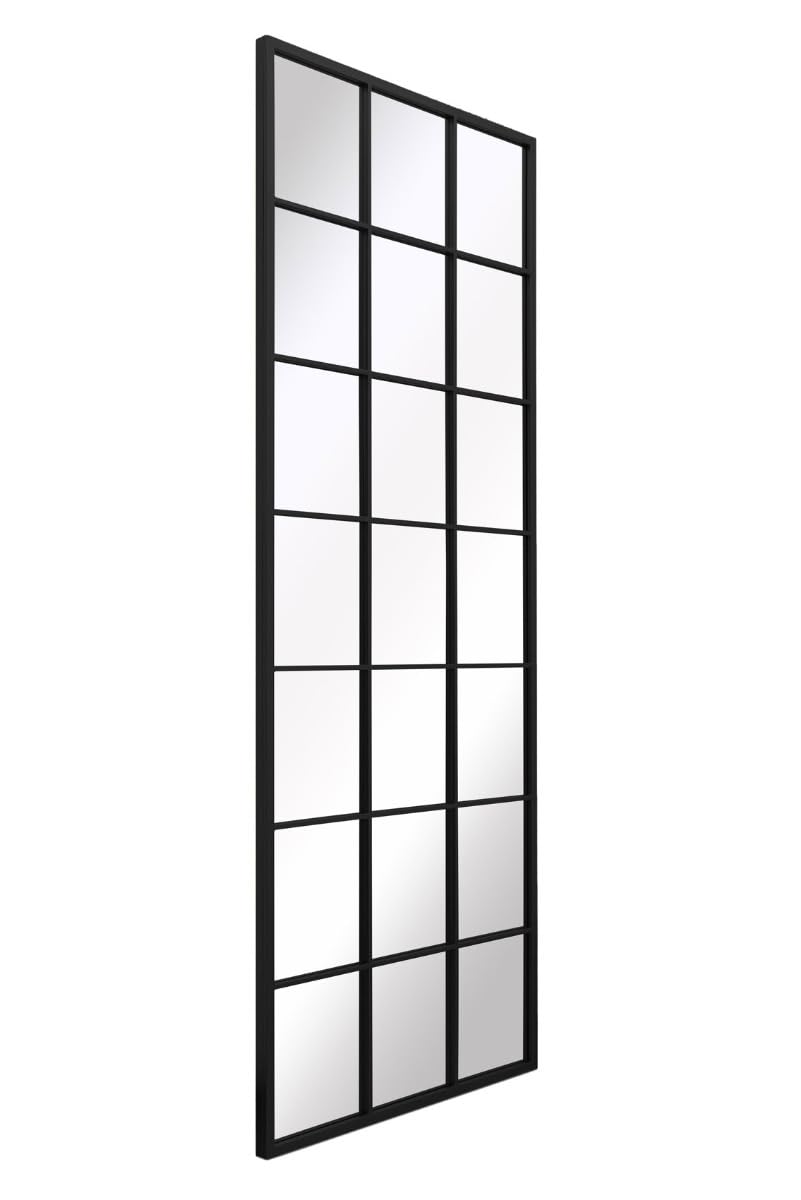 Fenestra Full-Length Mirror – 200×80 cm Black Metal Frame, Modern Arched Window Design for Leaning or Wall Mount