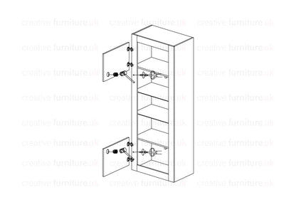Modern Oak and White Gloss Sideboard with LED Lighting – 170cm Display Cabinet with Glass Shelves