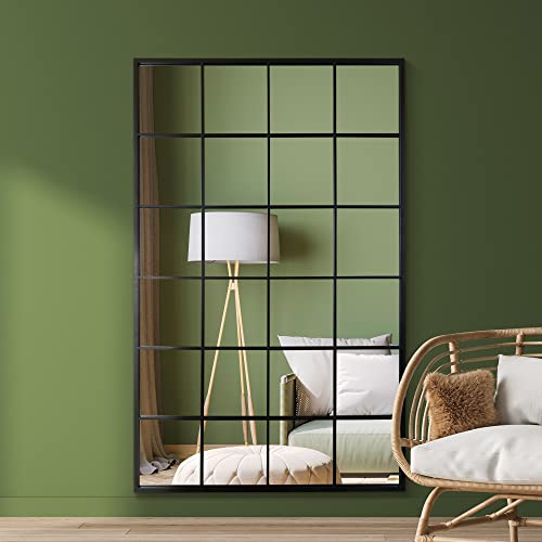 The Fenestra Full-Length Window Mirror – 69" x 43" Black Metal Frame | Modern Leaner & Wall Mirror