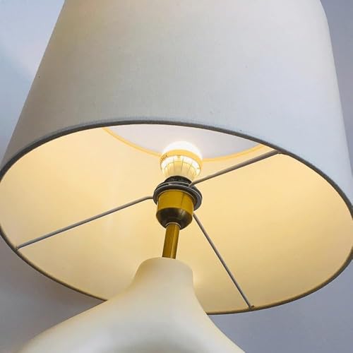 KANBUN Modern Scandinavian Table Lamp – White Resin Base with Fabric Shade, 63cm Height