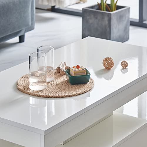 Qroxcey Modern White Coffee Table with RGB LED Lighting and Remote Control – High Gloss MDF Centre Table for Living Room