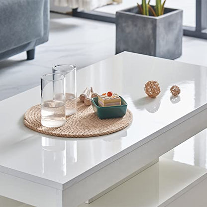 Qroxcey Modern White Coffee Table with RGB LED Lighting and Remote Control – High Gloss MDF Centre Table for Living Room
