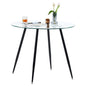 Round 90cm Glass Dining Table with Black Legs – Modern Tempered Glass Kitchen & Living Room Table