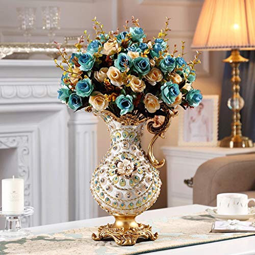 Handmade European-Style Resin Vase – 31cm Decorative Art Piece with Rhinestone Detail