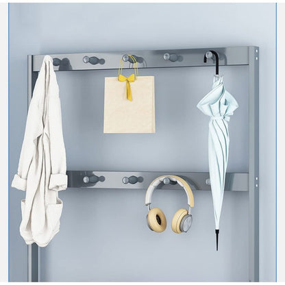 3-in-1 Wooden Coat Rack with Shoe Bench and Storage Shelves – Freestanding Entryway Organizer (Grey)