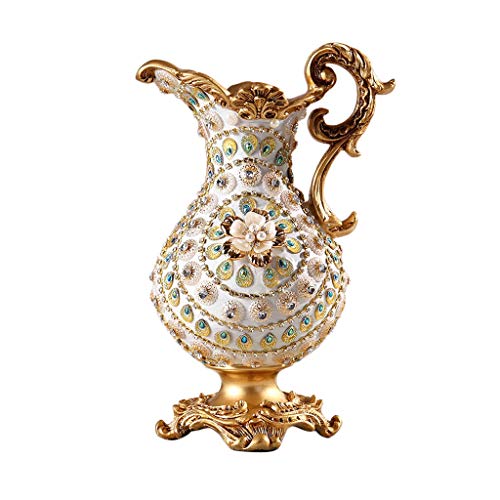 Handmade European-Style Resin Vase – 31cm Decorative Art Piece with Rhinestone Detail