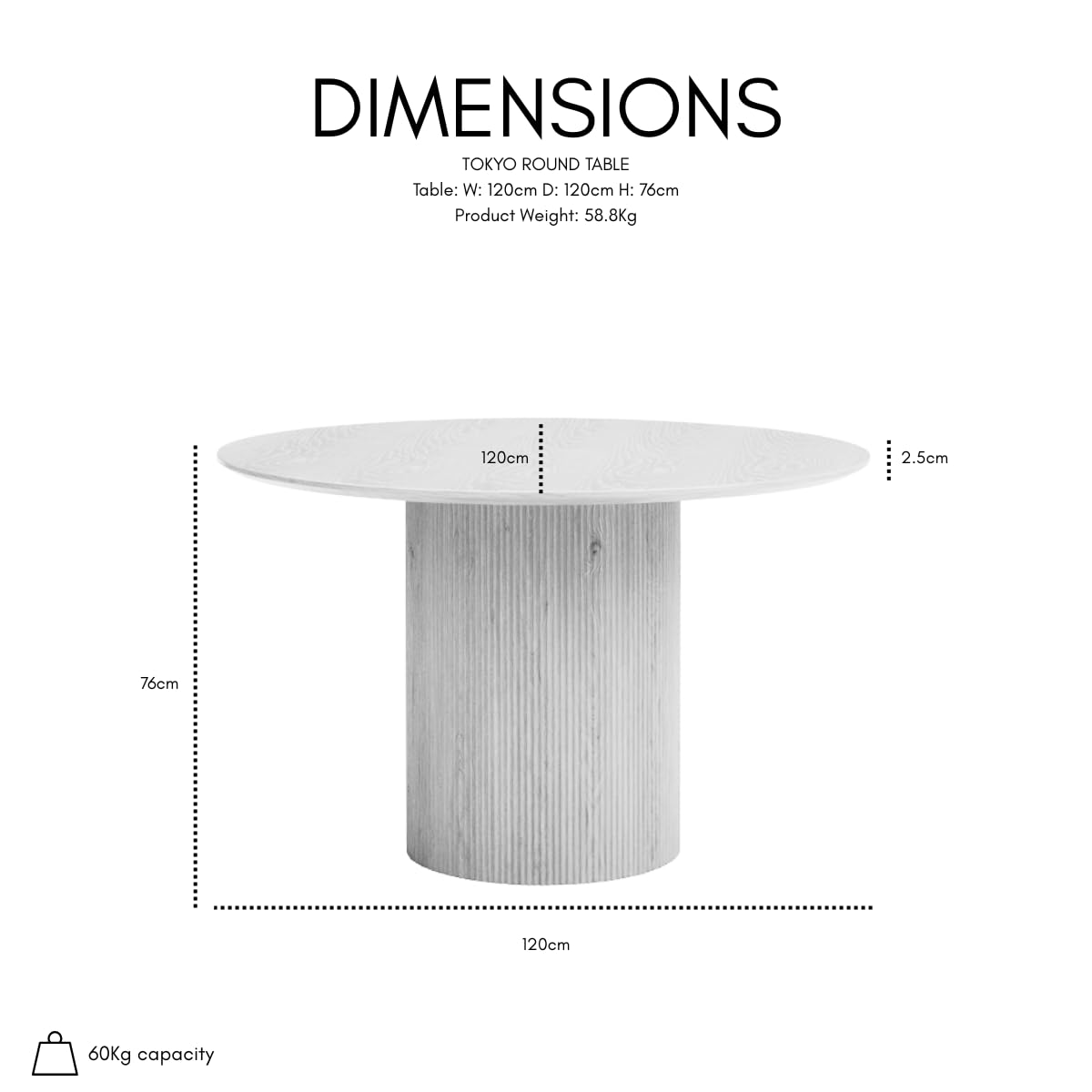 Japandi Round Dining Table – Black Wood Veneer, Seats 4-6, Modern Minimalist Design