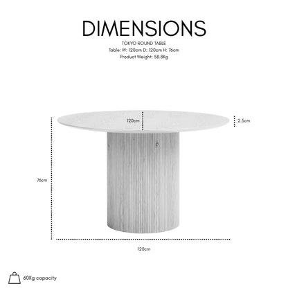Japandi Round Dining Table – Black Wood Veneer, Seats 4-6, Modern Minimalist Design