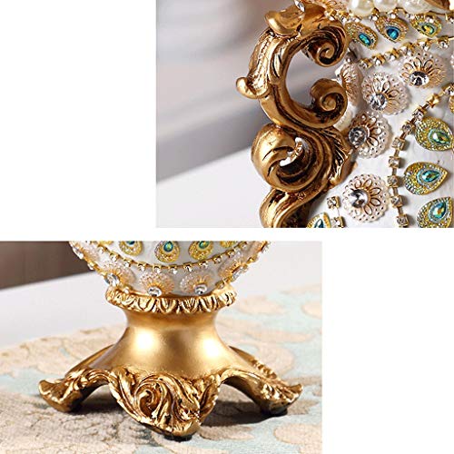 Handmade European-Style Resin Vase – 31cm Decorative Art Piece with Rhinestone Detail
