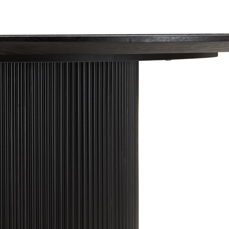 Japandi Round Dining Table – Black Wood Veneer, Seats 4-6, Modern Minimalist Design