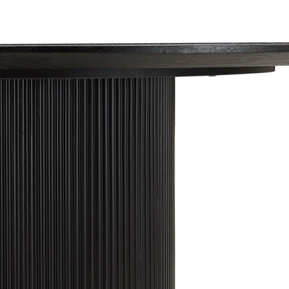 Japandi Round Dining Table – Black Wood Veneer, Seats 4-6, Modern Minimalist Design