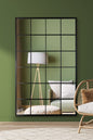 The Fenestra Full-Length Window Mirror – 69" x 43" Black Metal Frame | Modern Leaner & Wall Mirror