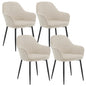 Set of 4 Cream Velvet Dining Chairs – Padded Seat with Backrest and Metal Legs for Dining Room or Living Space