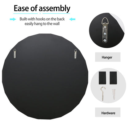 Decorative Art Wall Mirror Entryway : Elegant Artistic Look 5mm Premium Glass 80x80x1.7cm Circle Accent Mirror Silver Reflection Decor Mirrors Wall Mount for Living Room, Bathroom, Fireplace