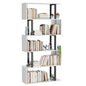 Gadroad 5-Tier S-Shaped Bookshelf – Modern Freestanding Storage & Display Unit, White Wood Bookcase for Living Room or Bedroom