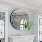 Decorative Art Wall Mirror Entryway : Elegant Artistic Look 5mm Premium Glass 80x80x1.7cm Circle Accent Mirror Silver Reflection Decor Mirrors Wall Mount for Living Room, Bathroom, Fireplace