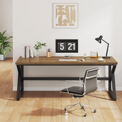 Large 180cm Rustic Computer Desk – Industrial Double Workstation for Home Offic