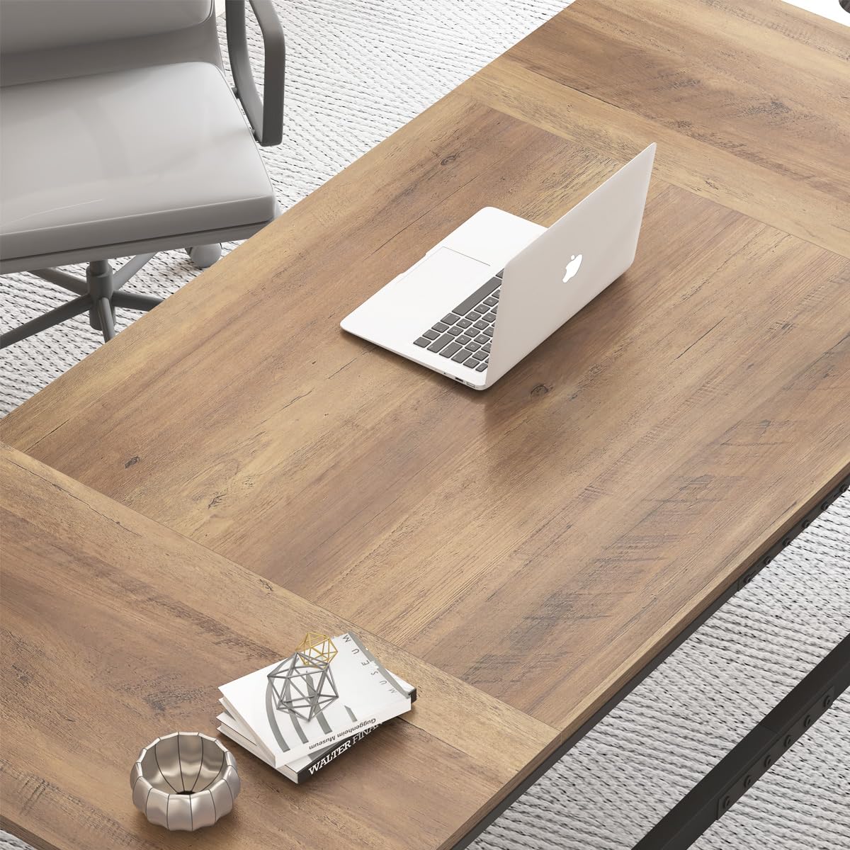 Large 180cm Rustic Computer Desk – Industrial Double Workstation for Home Offic