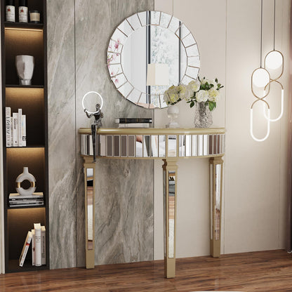 Decorative Art Wall Mirror Entryway : Elegant Artistic Look 5mm Premium Glass 80x80x1.7cm Circle Accent Mirror Silver Reflection Decor Mirrors Wall Mount for Living Room, Bathroom, Fireplace