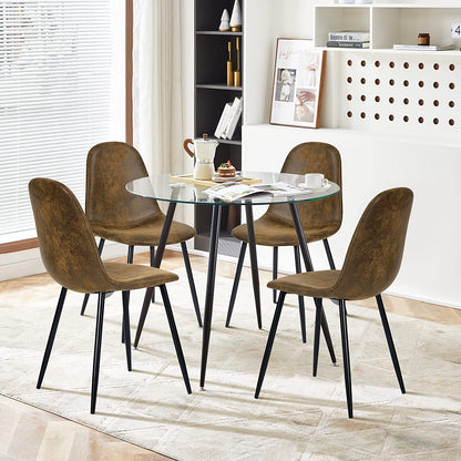 Round 90cm Glass Dining Table with Black Legs – Modern Tempered Glass Kitchen & Living Room Table