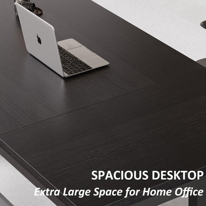 Modern 180cm Black Oak Computer Desk – Double Workstation Home Office Table for Tw