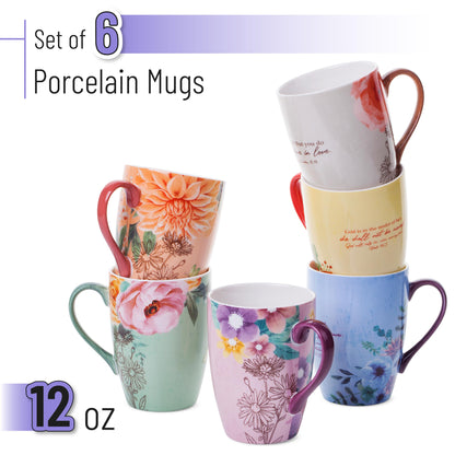 Inspirational Christian Coffee Mug Set – 6 Assorted 12 oz Scripture Mugs with Bible Verses