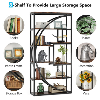 Tribesigns Industrial 5-Tier Bookshelf – 70.8" Tall Rustic Brown Etagere with 8 Open Shelves for Home, Office, or Living Room