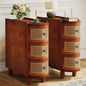 Tribesigns Set of 2 Solid Wood End Tables with 3 Rattan Drawers – Walnut & Oak Finish, No Assembly Needed