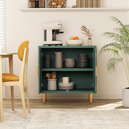 HOLTICO Wooden Sideboard with 2 Doors | 3D Embossed Accent Cabinet | Modern Green Buffet Storage for Living Room, Dining Room & Hallway