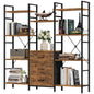 OYRREU 4-Tier Tall Bookcase with 3 Fabric Drawers – 100cm Wide Rustic Wood Storage & Display Shelf for Living Room, Bedroom & Home Office