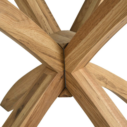 Glass Round Dining Table with Solid Oak Legs – 110cm Diameter, Modern Design