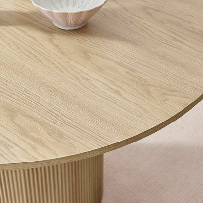 Penrose Round Oak Dining Table – 120cm Wooden Pedestal Table for 4–6 People – Scandinavian Design